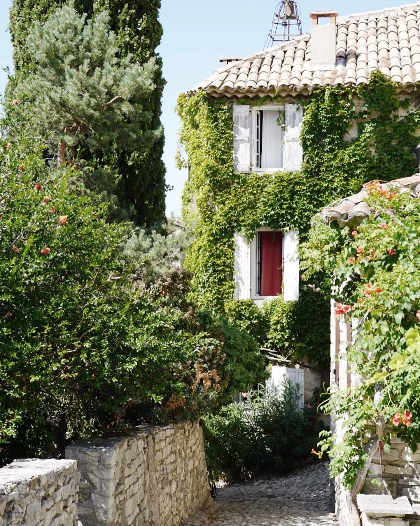 A perched village seen from across the valley