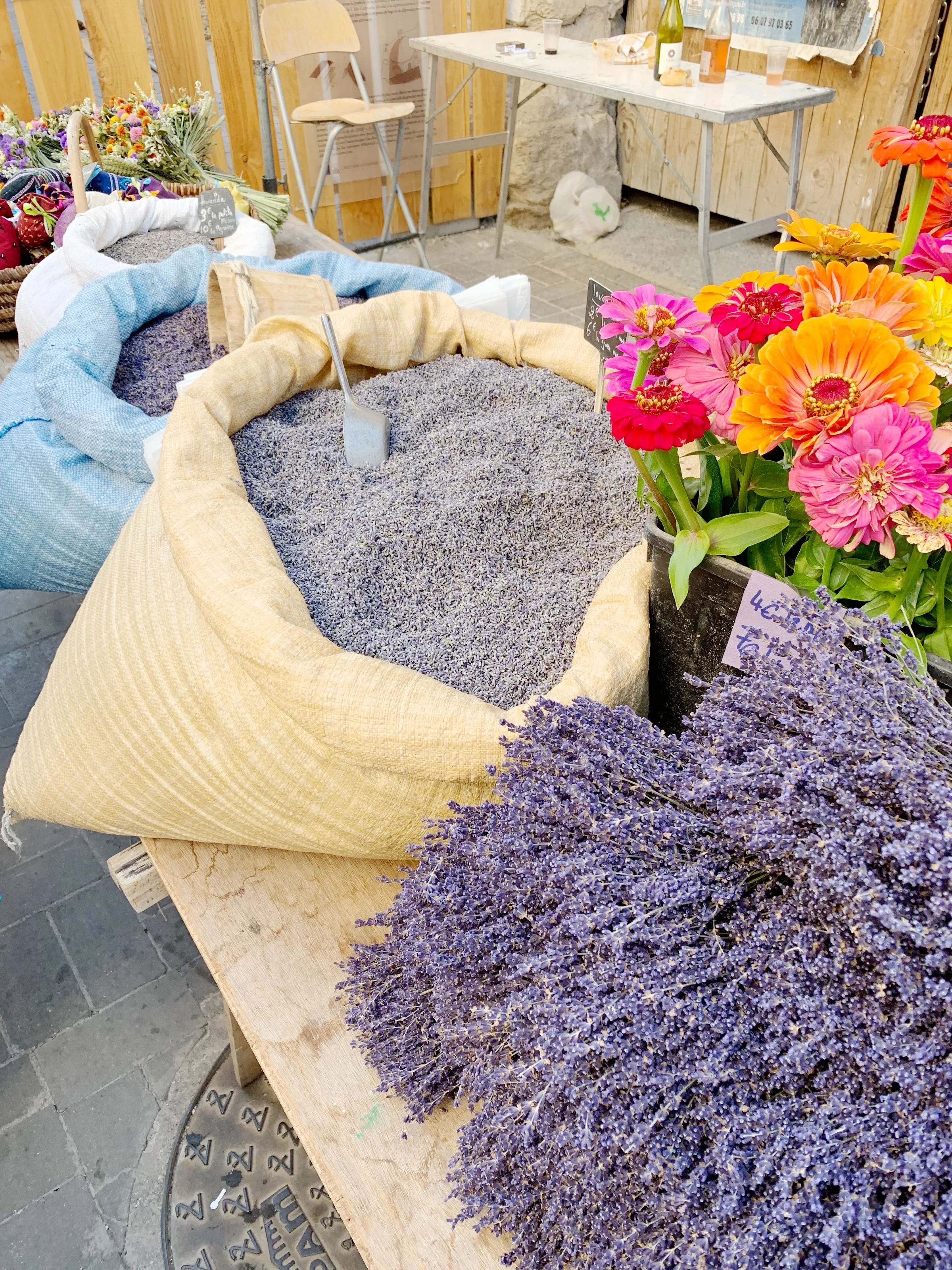 Handmade ceramics displayed at a village market